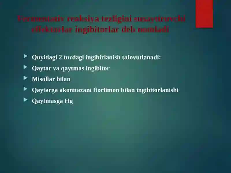 Fermentlarni anorganik katalizatorlardan farqlari 4