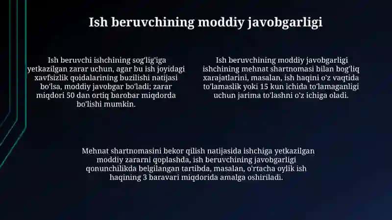 Ichki mehnat nizomlari va moddiy javobgarlik 4