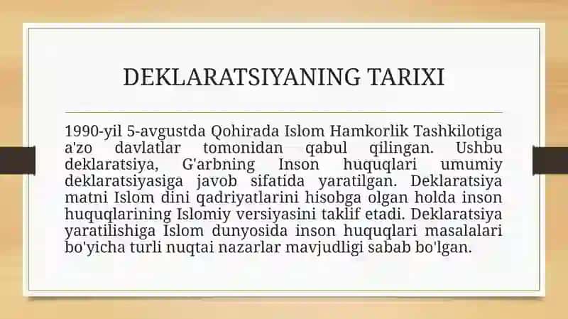 Qohira deklaratsiya tarixi va mazmuni 4