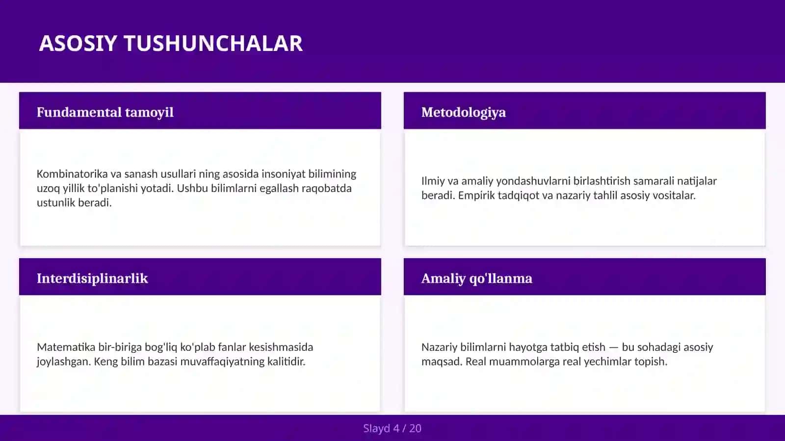 Kombinatorika va Sanash Usullari 4