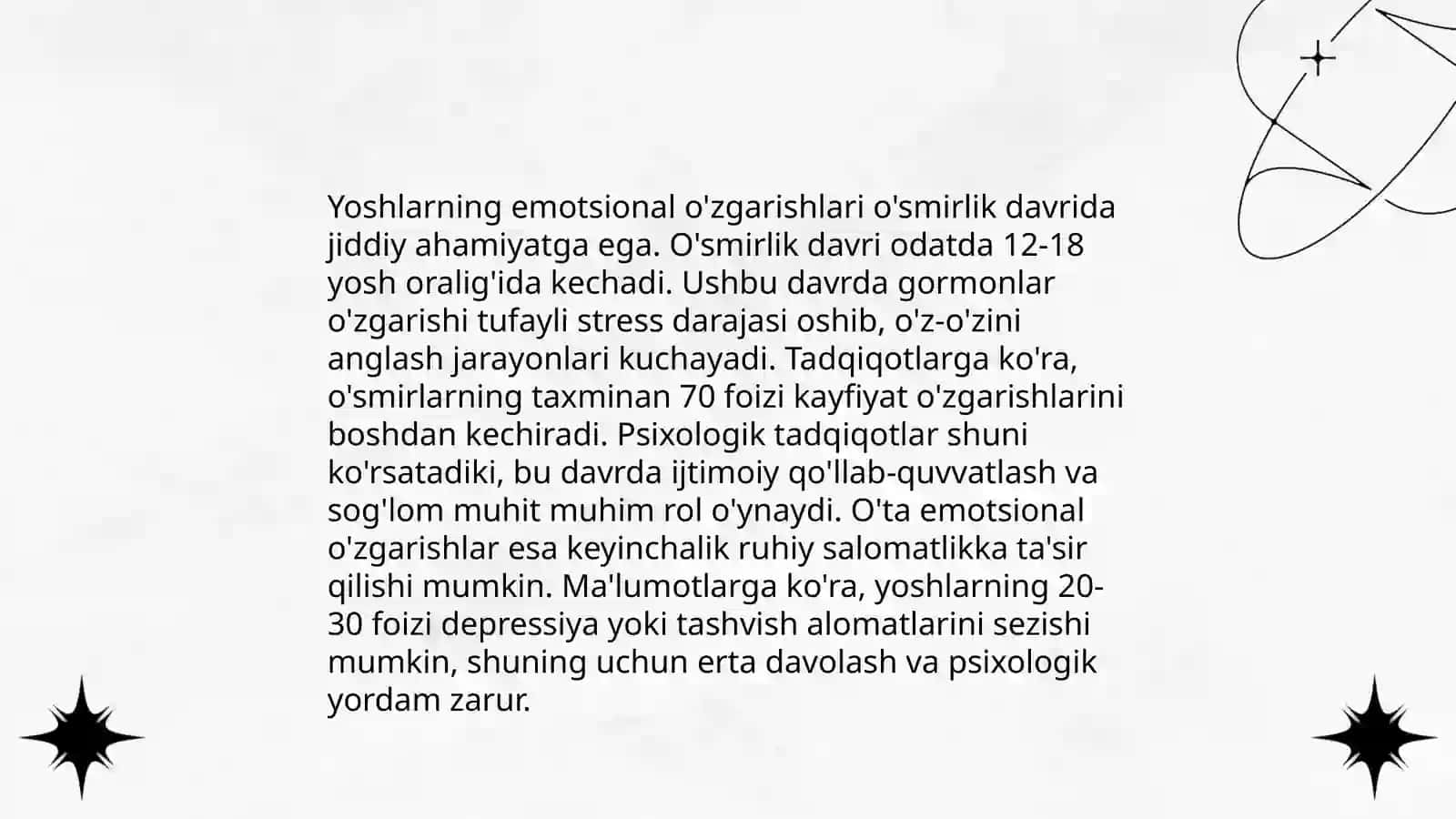 Yolshlarni oliaga tarbiyalash psixologiyasi va muommosi. Yoshlik davrining psixologik xususiyatlari 4