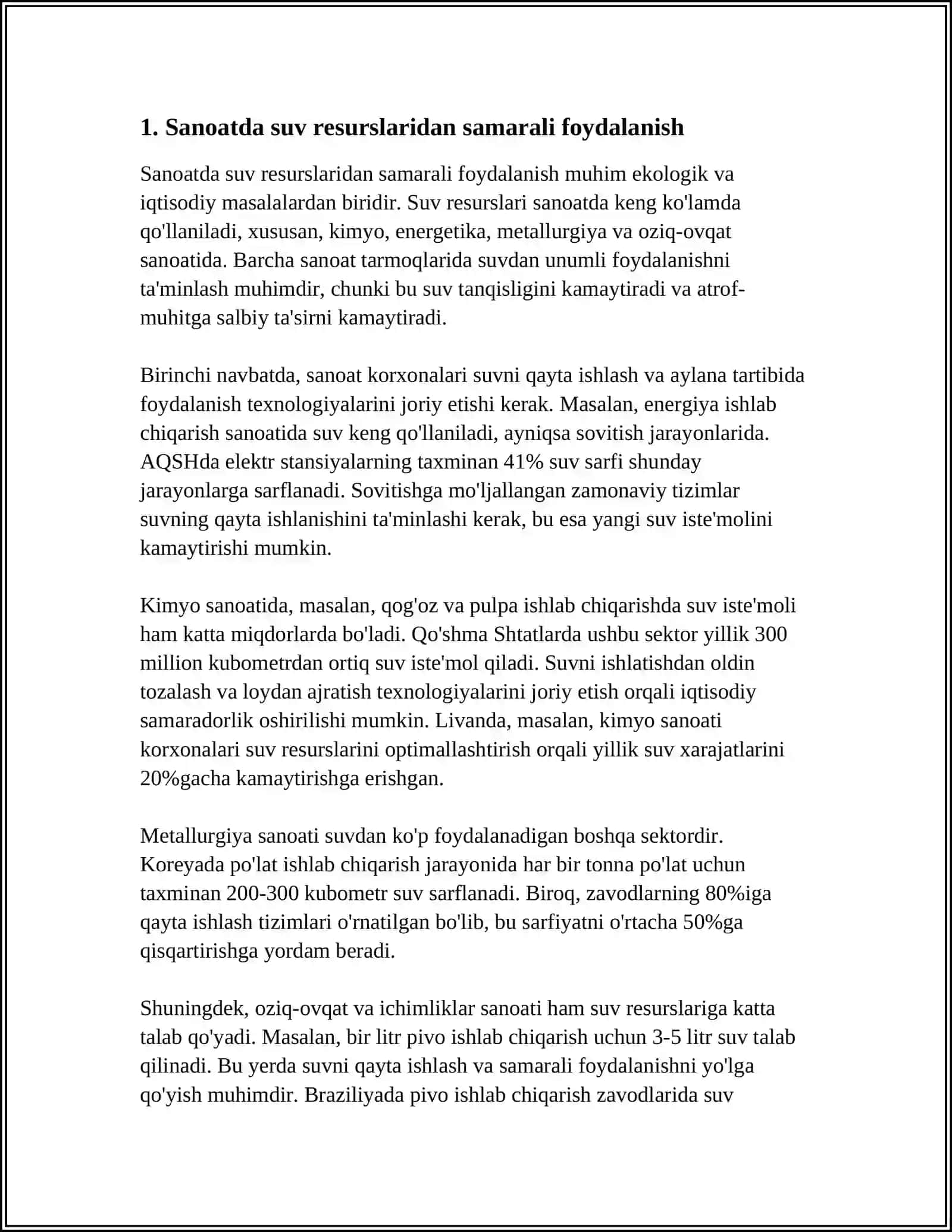 Sanoatda Suvdan Foydalanish va Suv Muhitiga Ta'siri 4