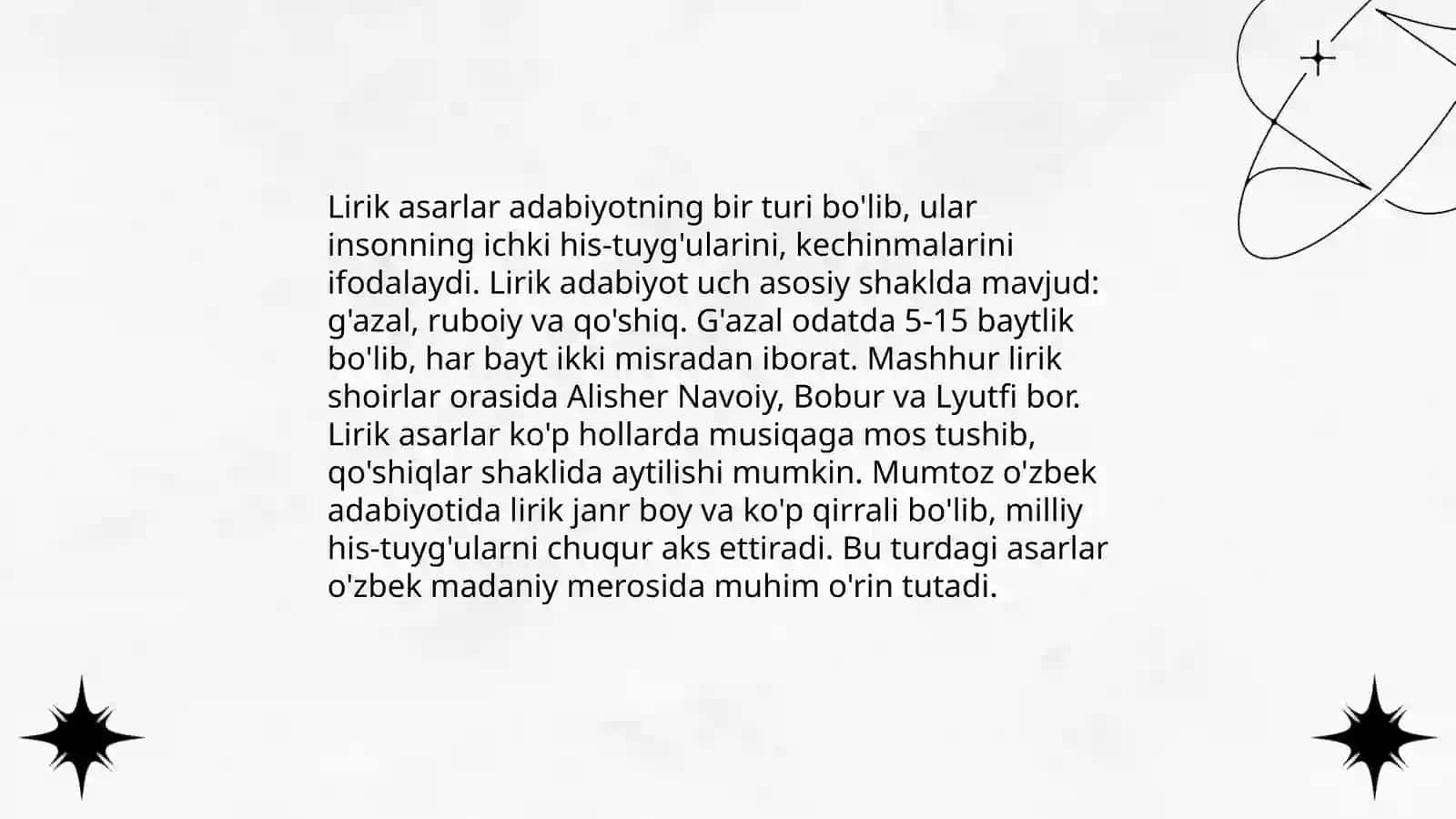 Adabiy tur va janrlar. Badiiy asarda shakl va mazmun 4