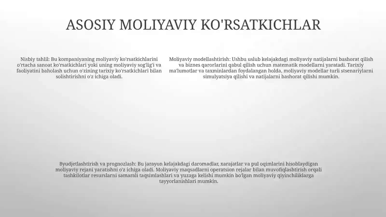 Moliya Bozori Indikatorlarini Baholash 4
