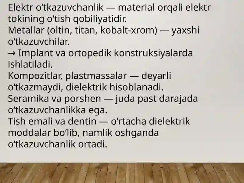 Stomatologik materiallarning elektrik xossalarini aniqlash usullari 4