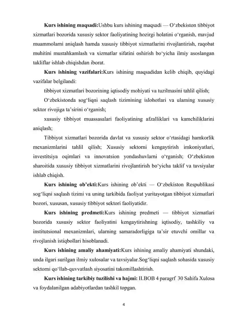 TIBBIYOT XIZMATLARI BOZORIDA XUSUSIY SEKTOR FAOLIYATINI KENGAYTIRISH IMKONIYATLARI 4