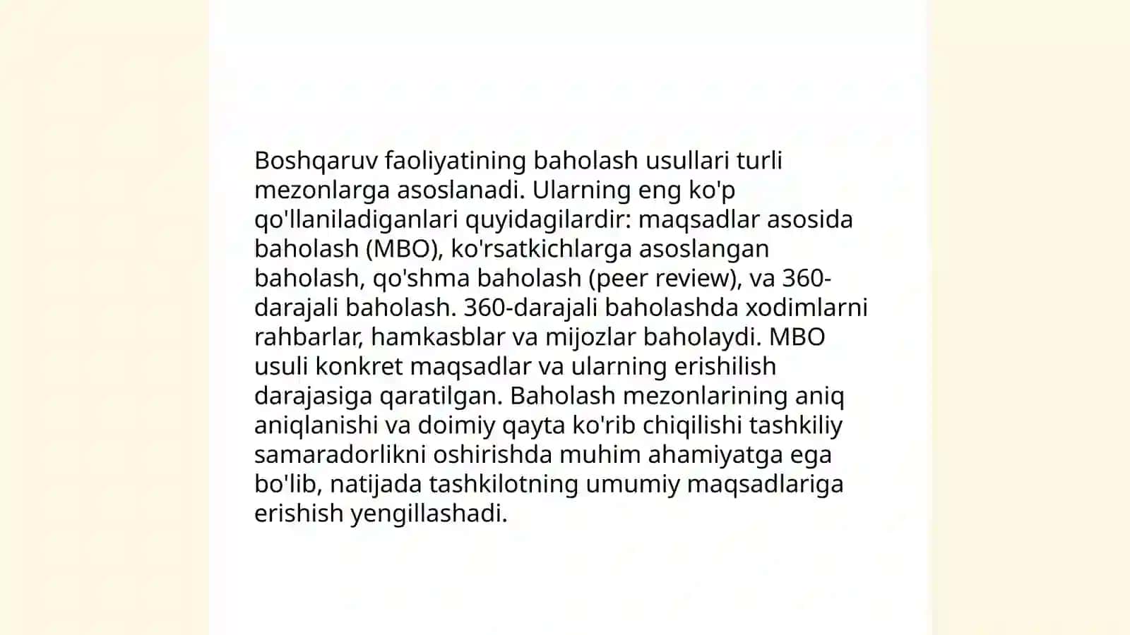 korparativ boshqaruvda Ijro organi faoliyati samaradorligini baholash mezonlari 4