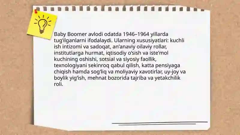 Generations. Ages and stages 4