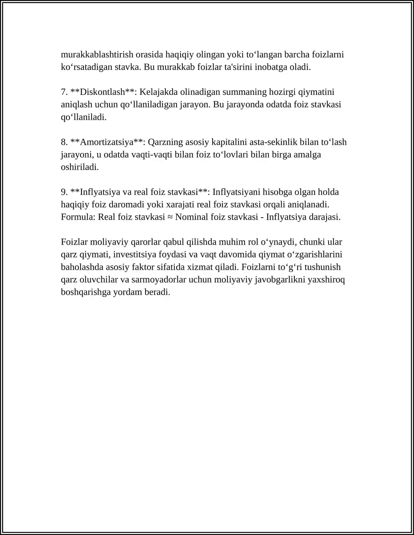 FOYDANI MAKSIMANLIK DARJASI 4