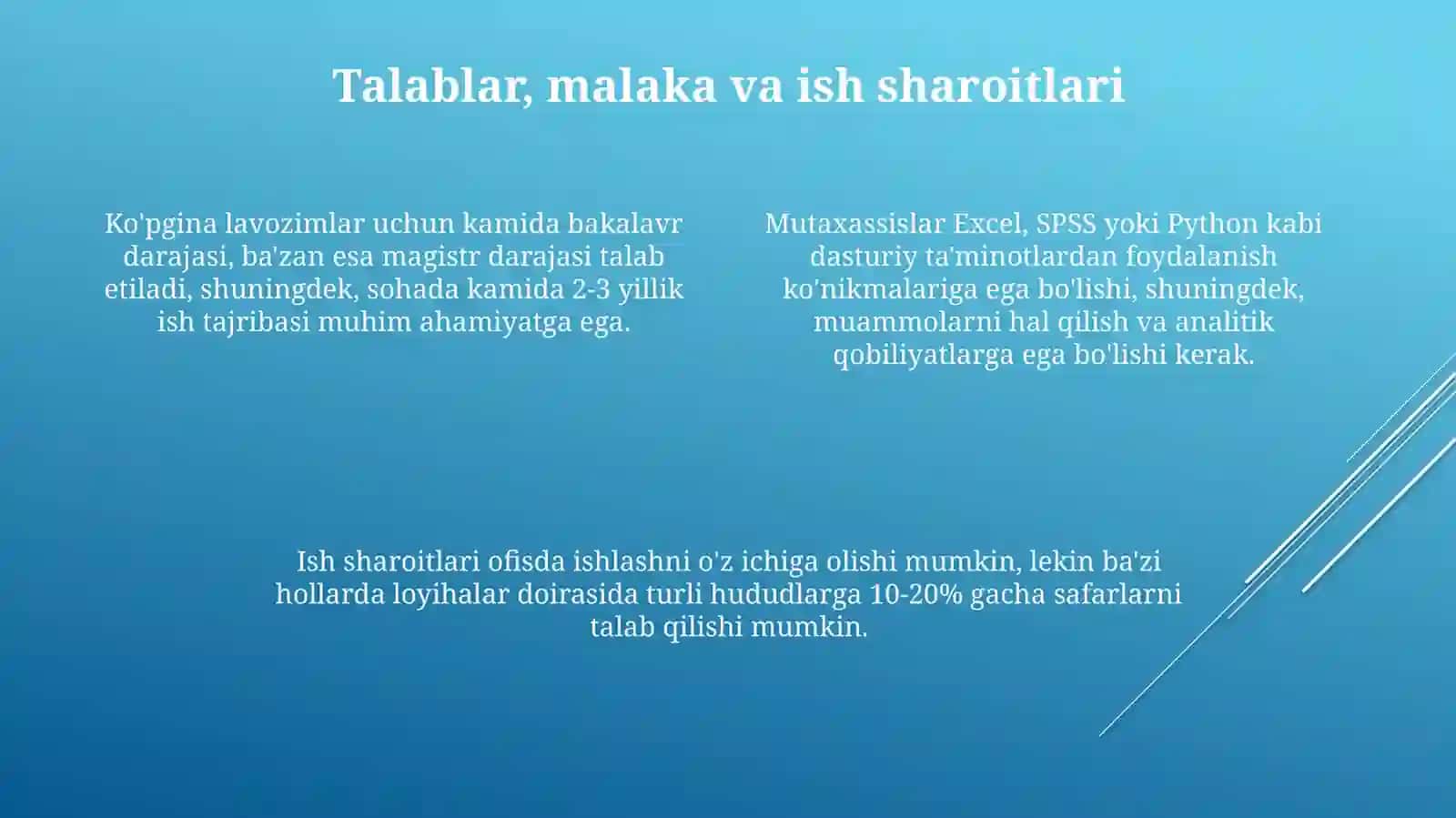 Kasblarning boʻlim va guruhlar boʻyicha oʻzigaxos xususiyatlari 4