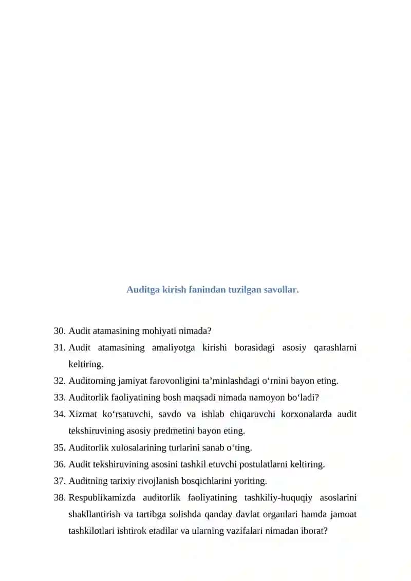 Auditga kirish fanindan tuzilgan savollar 4