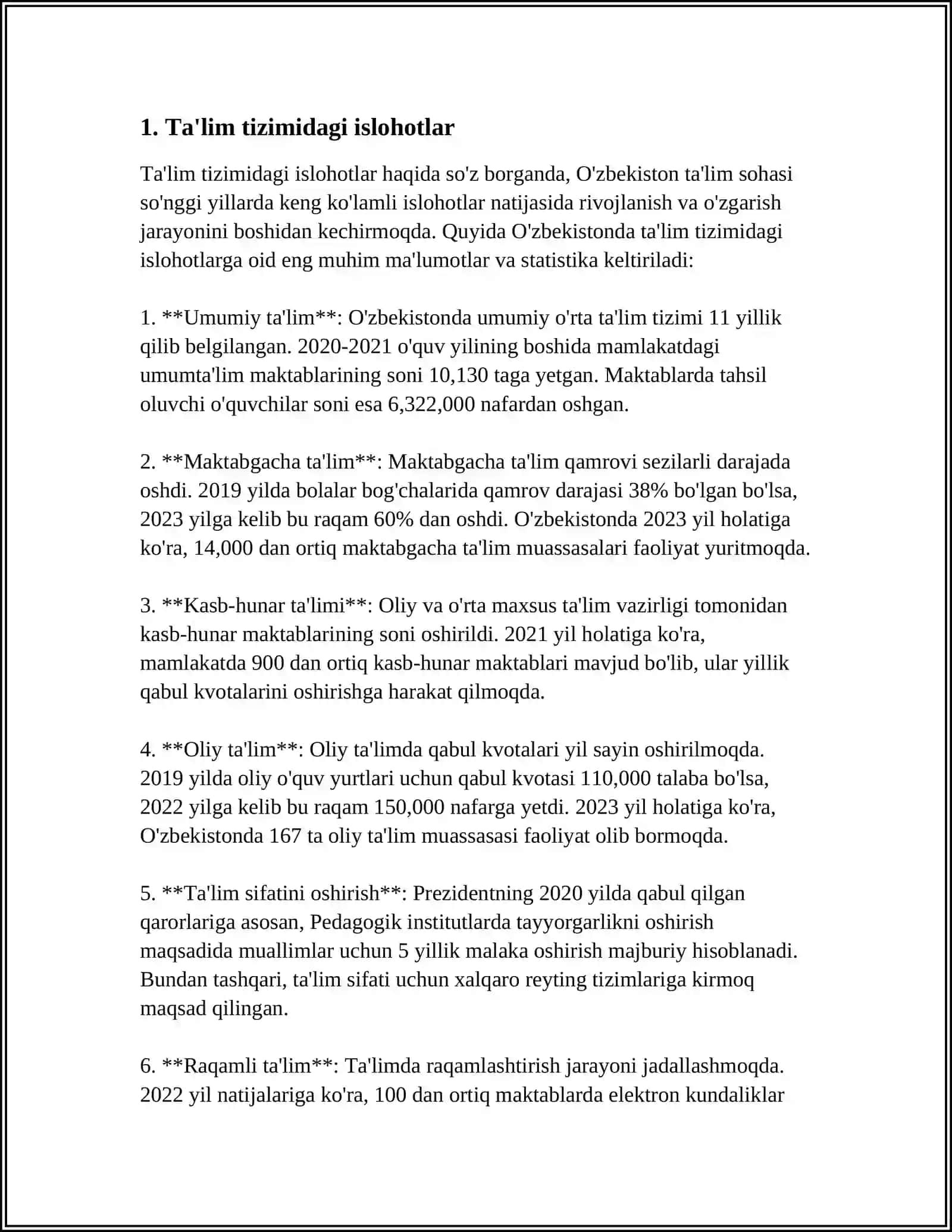 YANGI ÔZBEKISTONDA AMALGA OSHIRILAYOTGAN ISLOHOTLAR 4