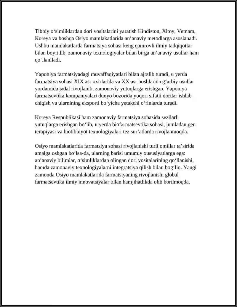 OSIYO MAMLAKATLARIDA FARMATSIYANI RIVOJLANISH O’ZIGA XOSLIGI 4