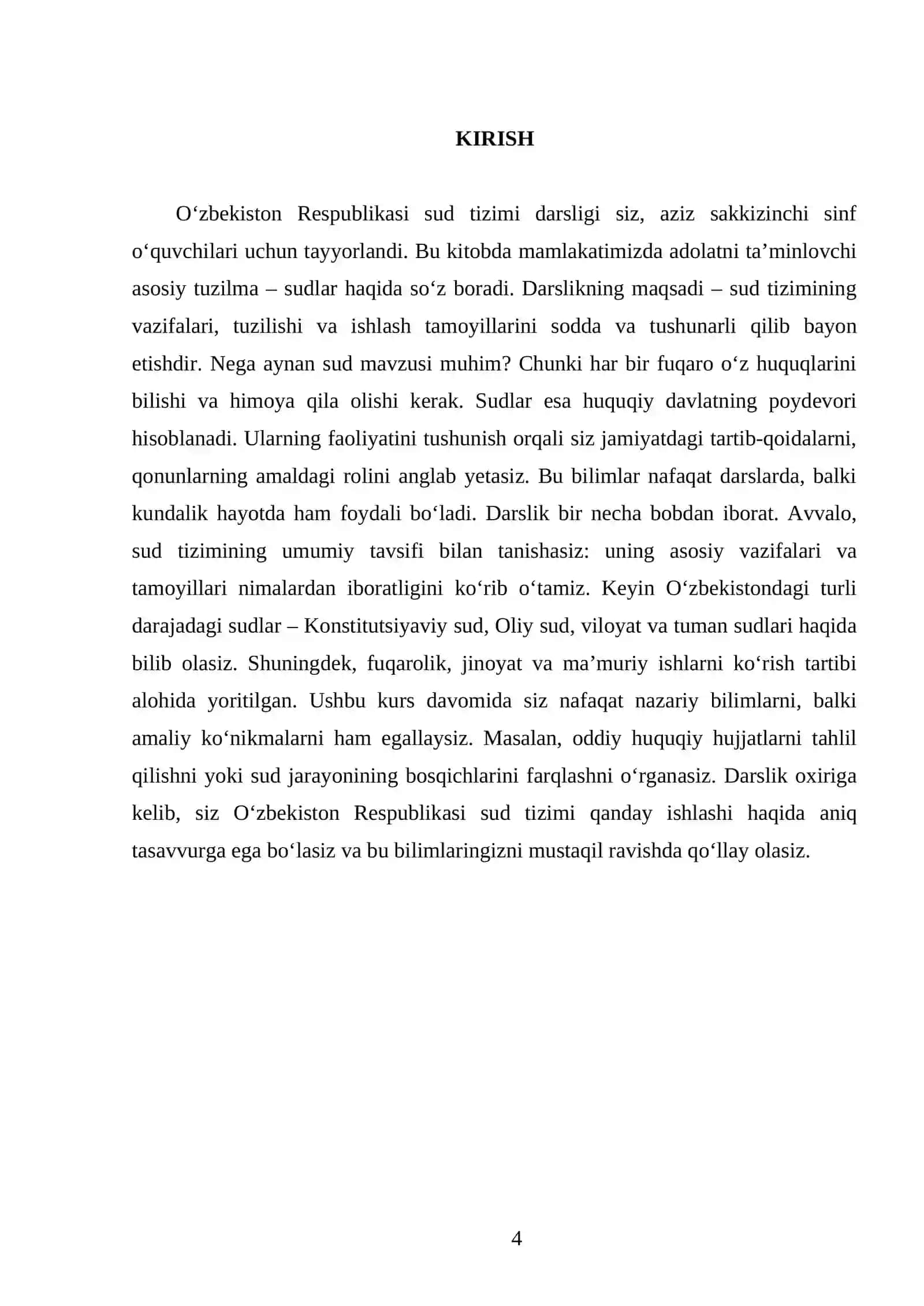 O‘ZBEKISTON RESPUBLIKASI SUD TIZIMI 8-SINF 4
