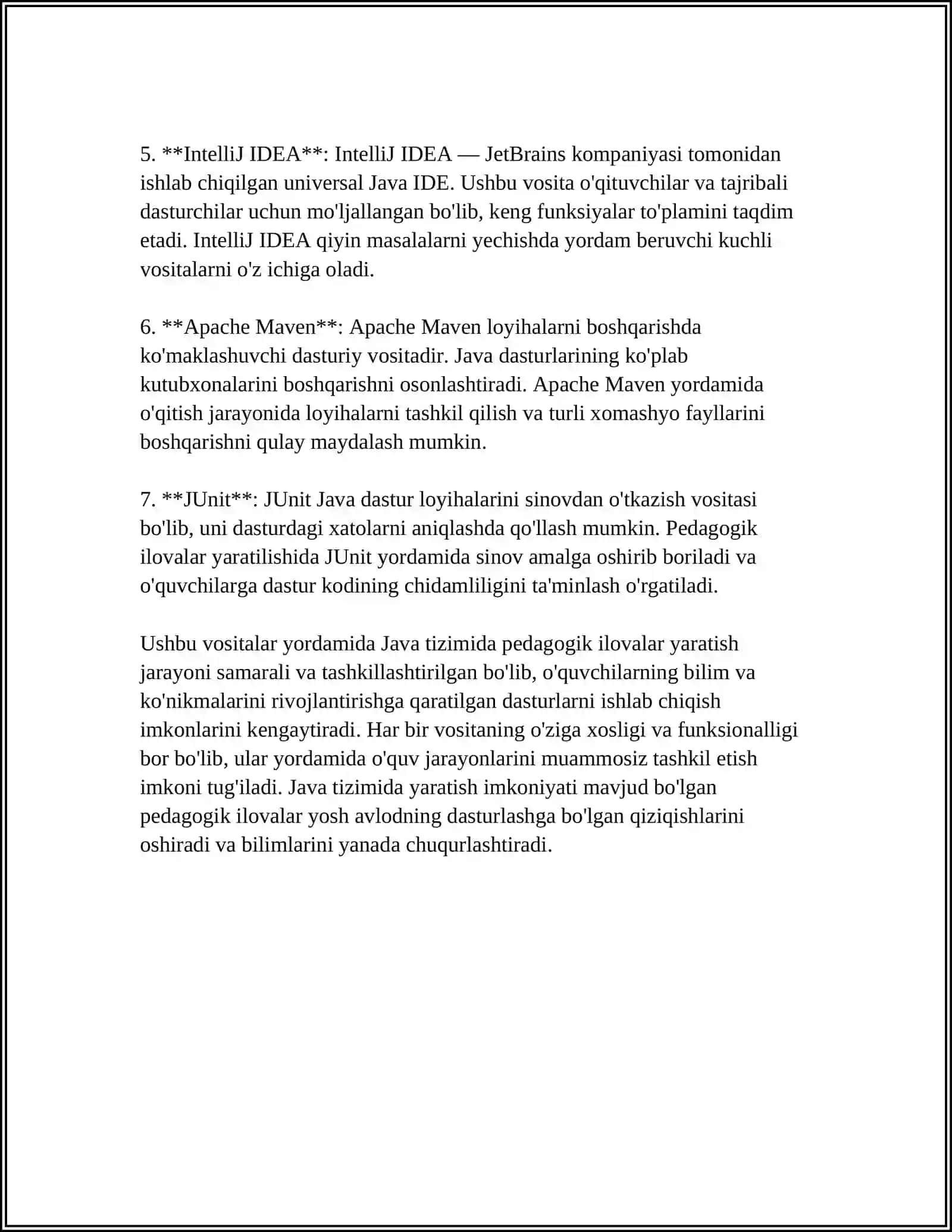 Java tizimida pedagogik ilovalar yaratuvchi vositalar 4