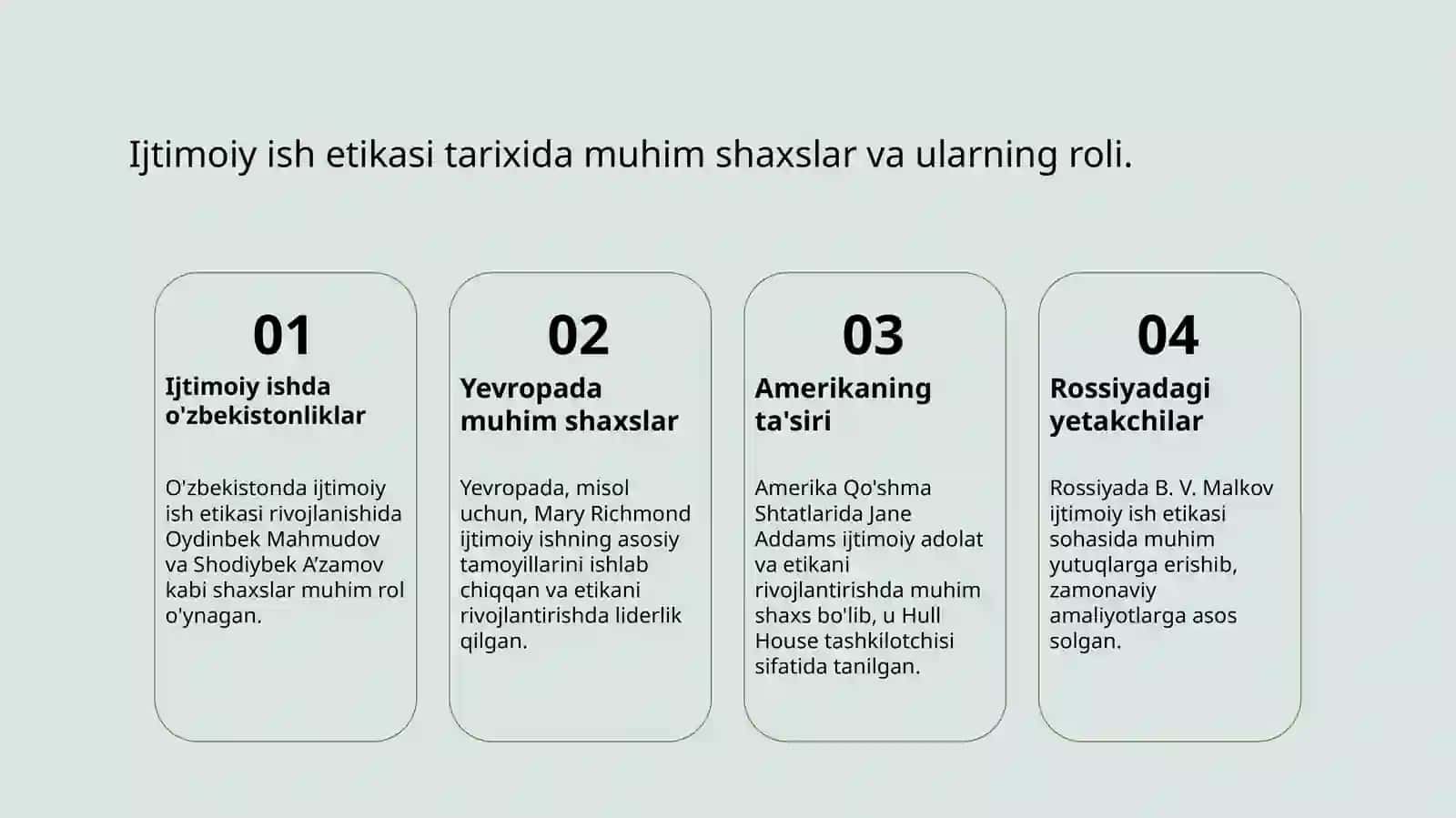 Yevropa Amerika Rossiyada ijtimoiy ish etikasini rivojlanish tarixi 4