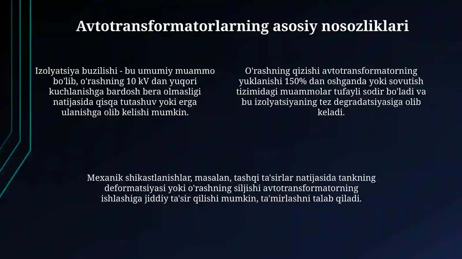 Avtotransformatorlarni texnik diagnostika qilish 4