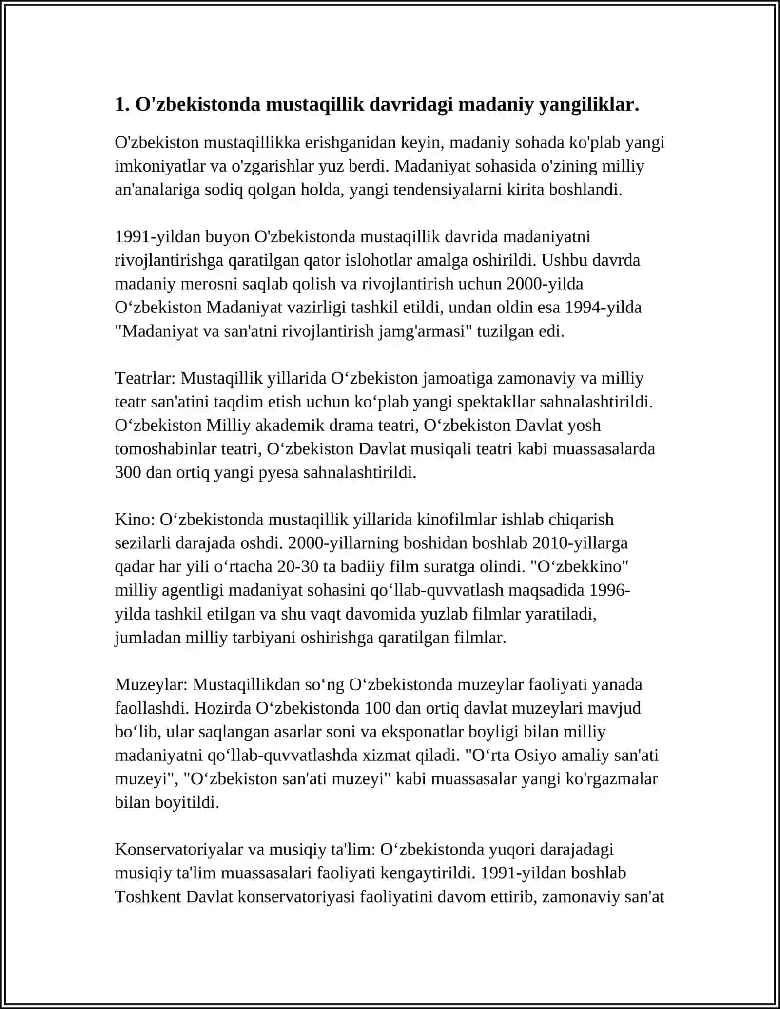 MUSTAQILIK YILARDA O'ZBEKISTON MA'NAVIY VA MADANIY 4