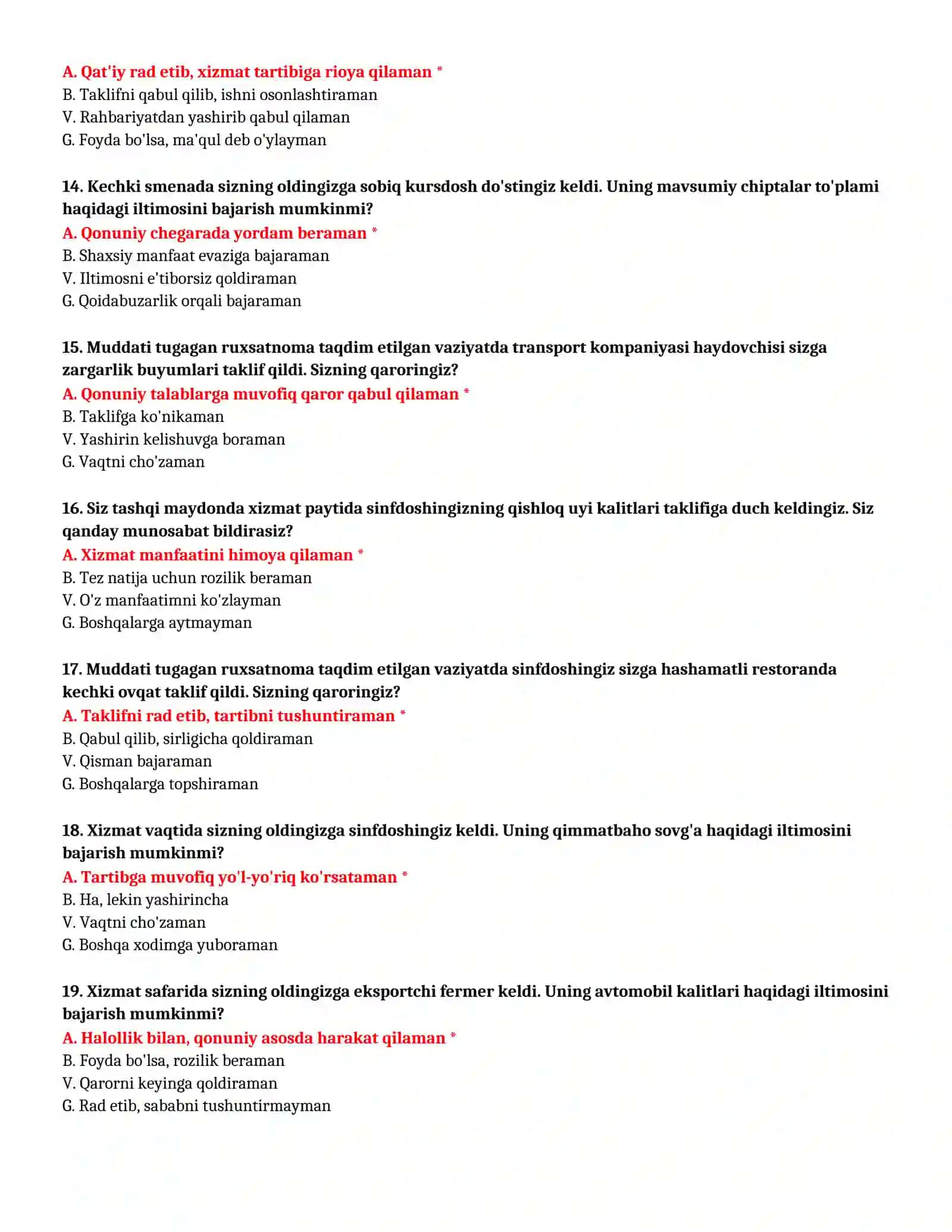 BOJXONA AKADEMIYASI - SUHBAT TESTLARI (№ 48) 4