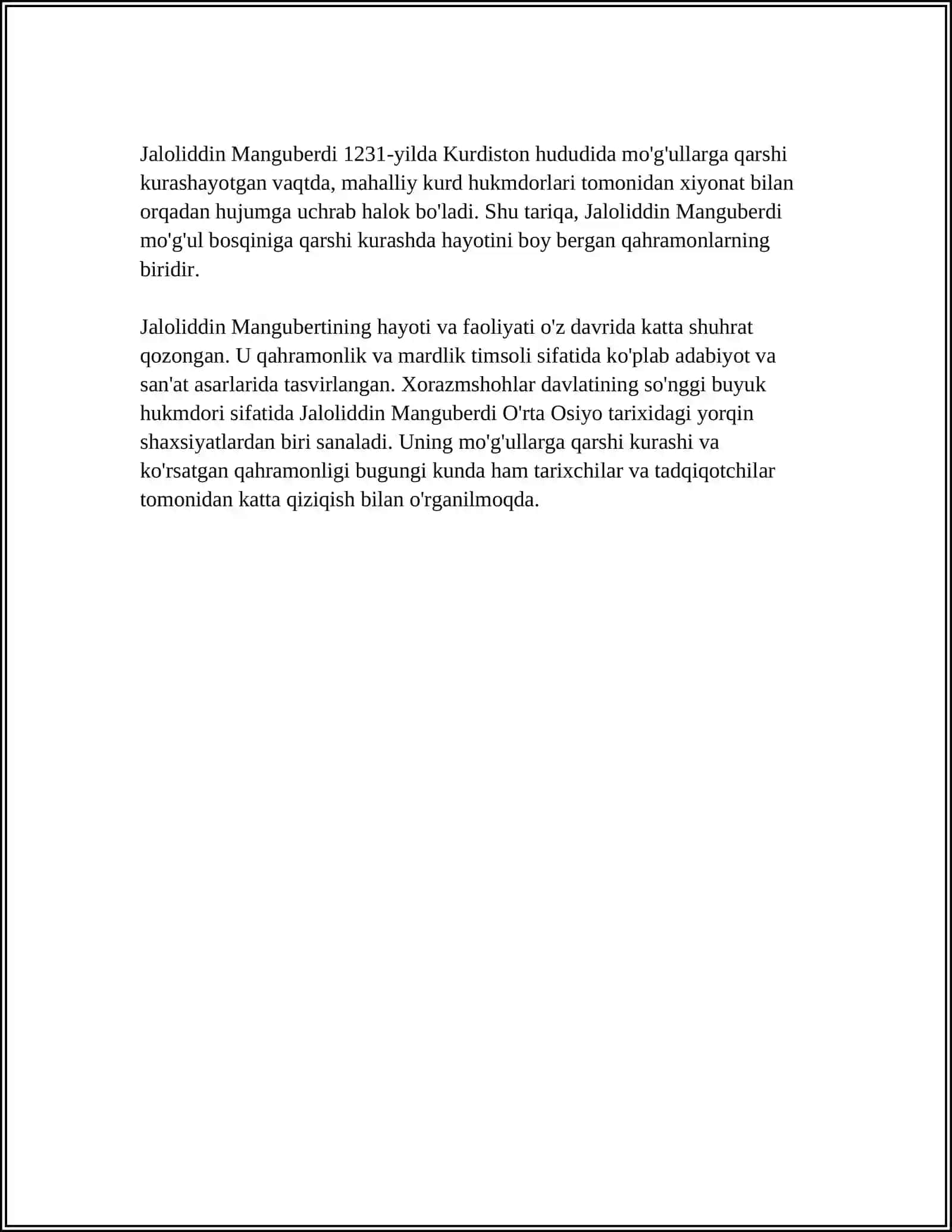 REFERAT Mavzu: JALOLIDDIN MANGUBERDI 4