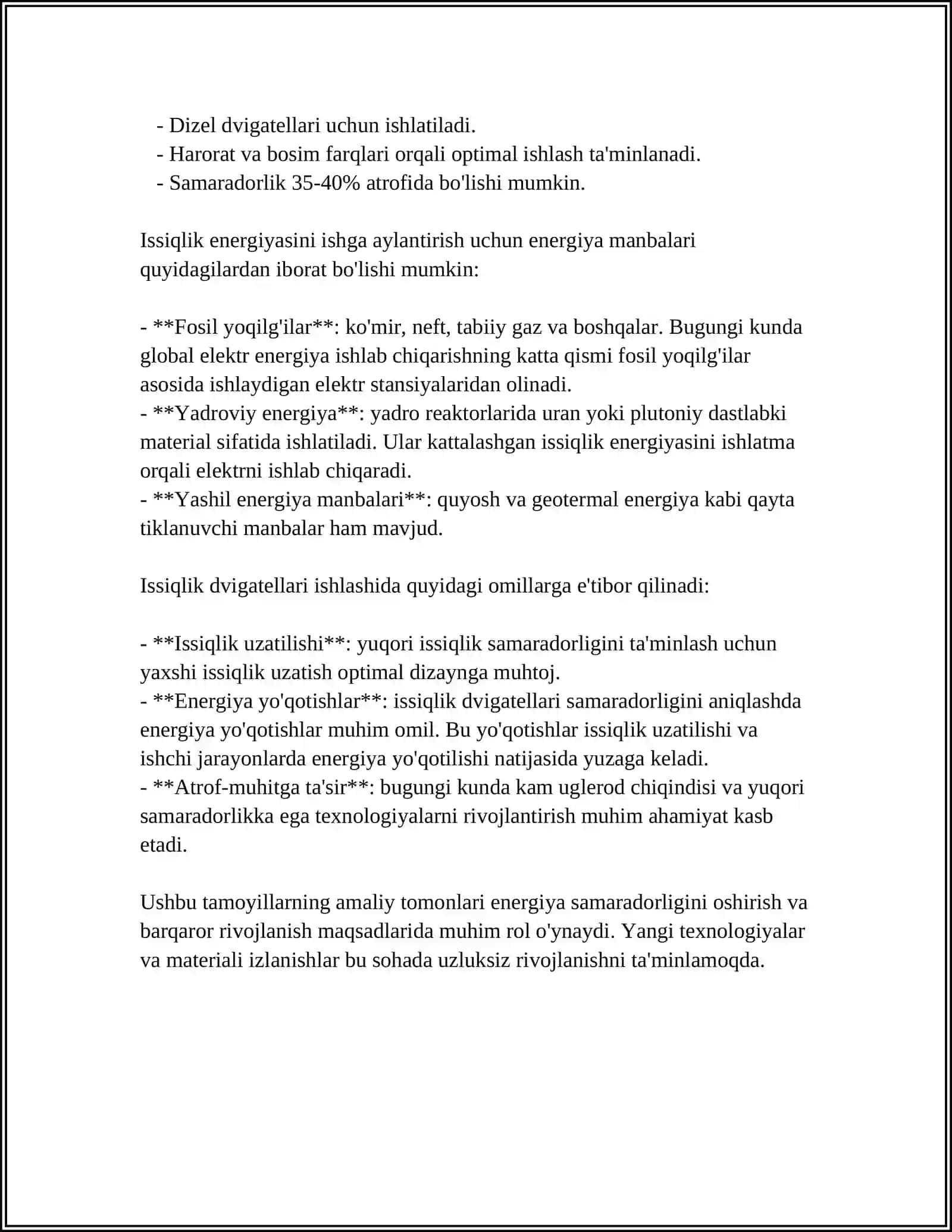 ISSIQLIK ENERGIYASINI ISHGA AYLANISHI. KARNO SIKLI.FIK 4