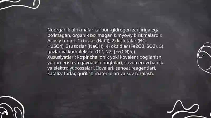 Kimyoviy birikmalarning eng muhim sinflari haqida maʼlumot 4