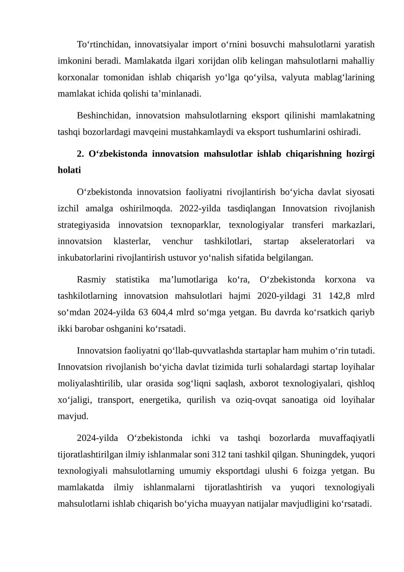 Innovatsion mahsulotlar ishlab chiqarish hajmini oshirish yo'llari 4