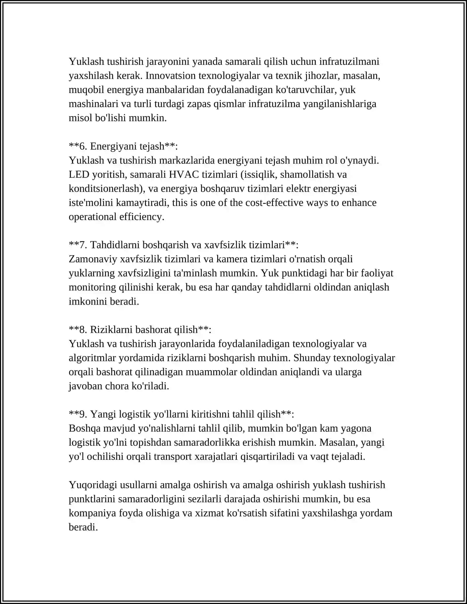 YUKLASH TUSHIRISH PUNKTLARINING ISH UNIMDORLIGI 4