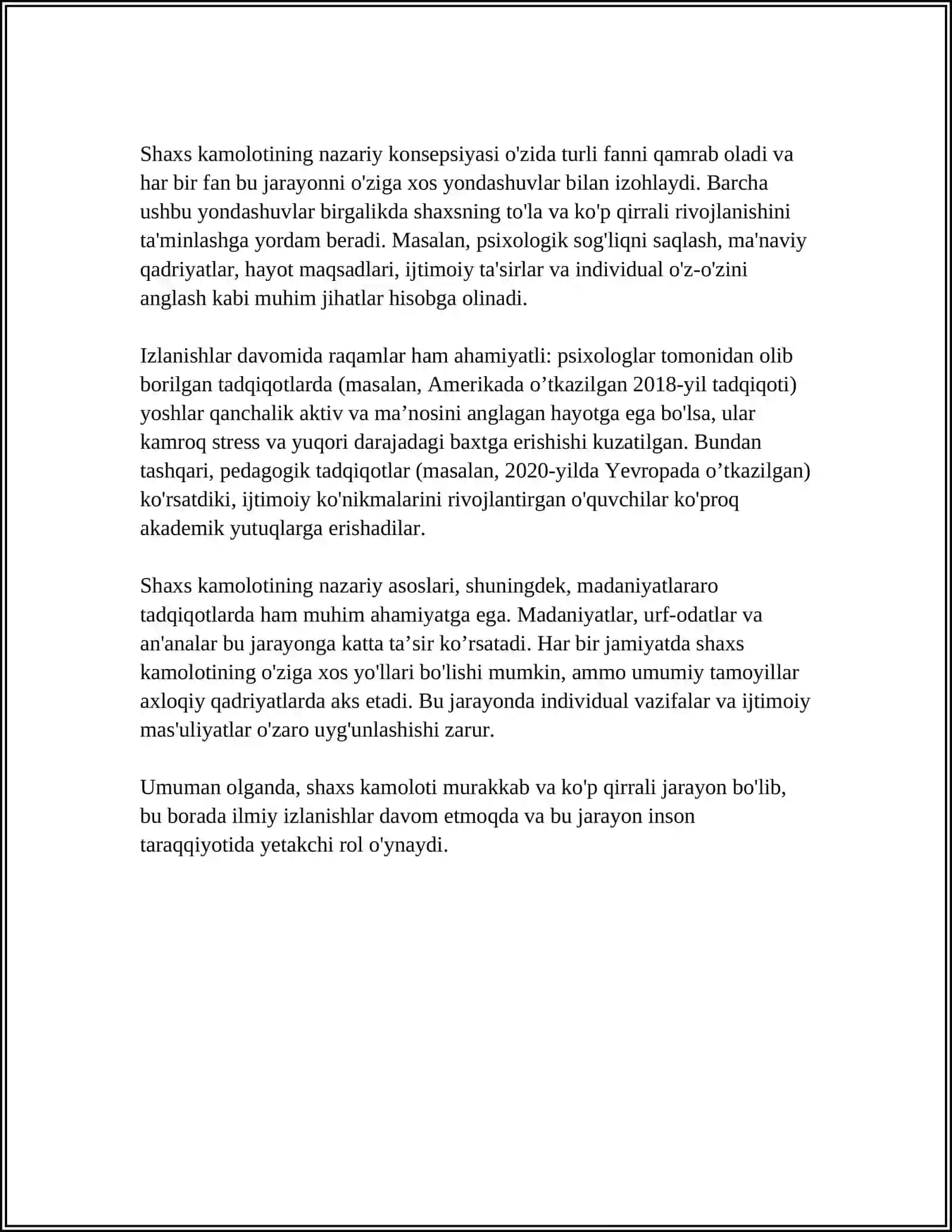 MUSTAQIL ISH Mavzu: ABU ALI IBN SINONING "TADBIR AL-MANOZIL" ASARIDA SHAXS KAMOLOTI QARASHLARI 4