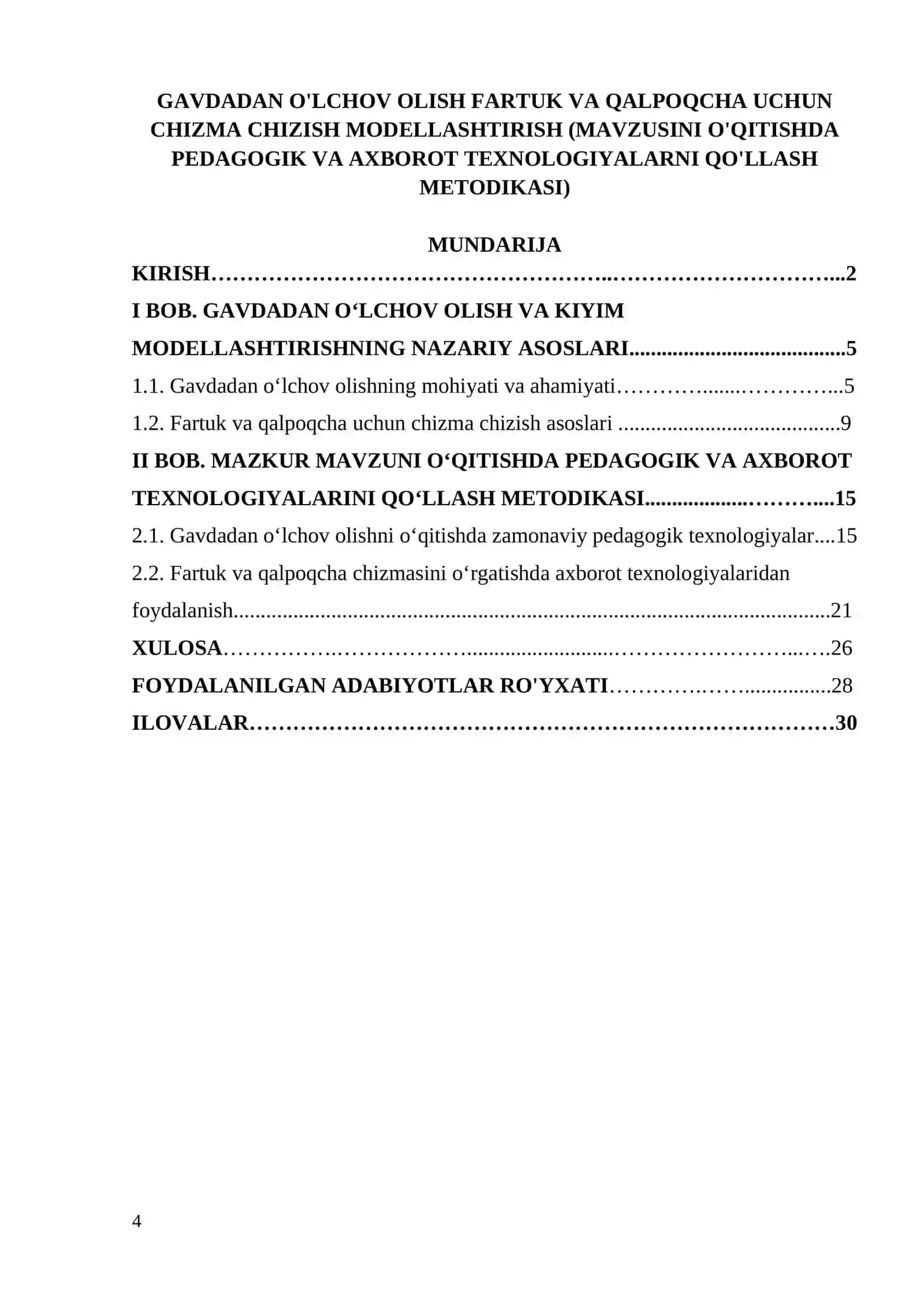 GAVDADAN O'LCHOV OLISH FARTUK VA QALPOQCHA UCHUN CHIZMA CHIZISH MODELLASHTIRISH (MAVZUSINI O'QITISHDA PEDAGOGIK VA AXBOROT TEXNOLOGIYALARNI QO'LLASH METODIKASI) 4
