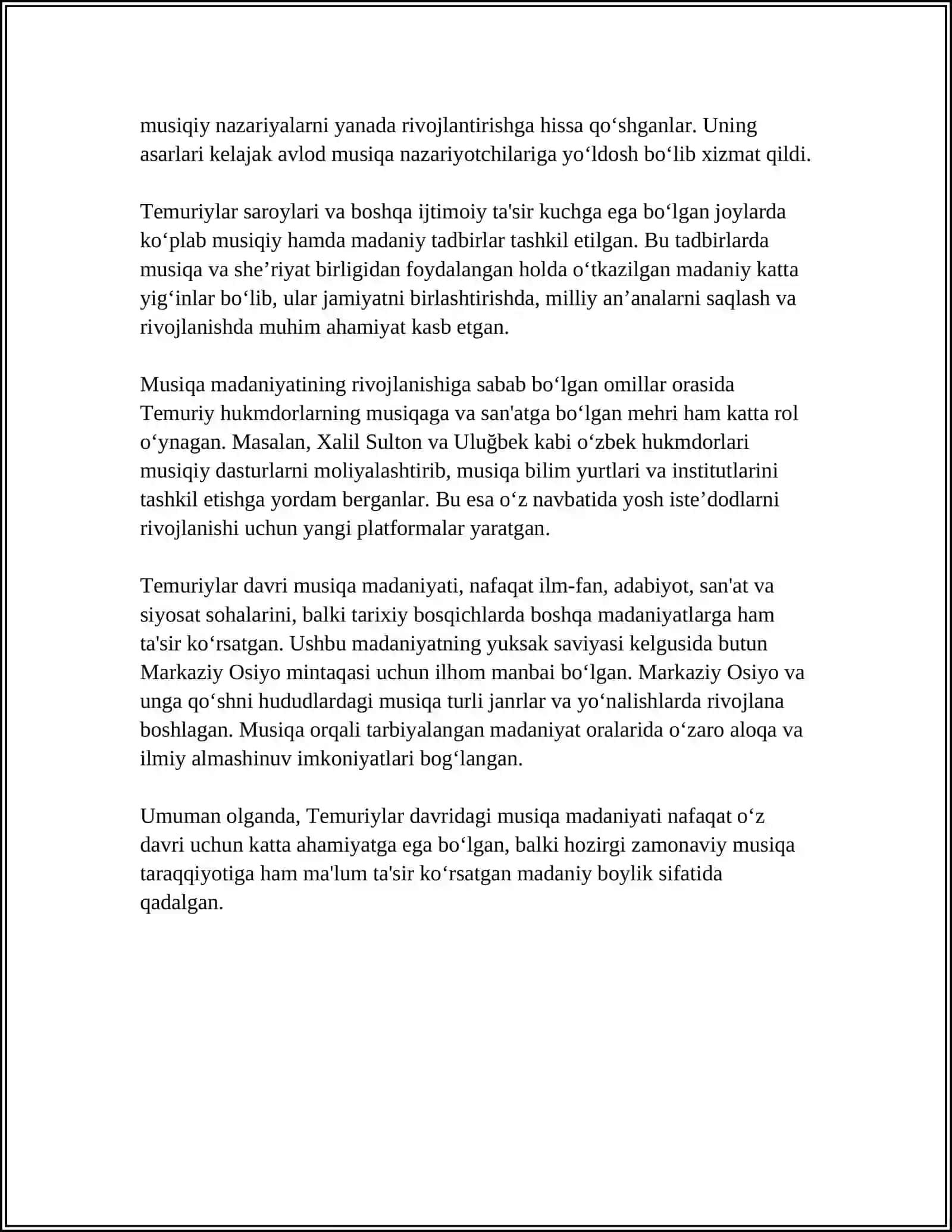 TEMURIYLAR MUSIQA MADANIYATI 4