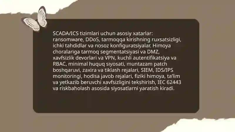 Texnologik jarayonlarda axborot xavfsizligini taʼminlash. 4