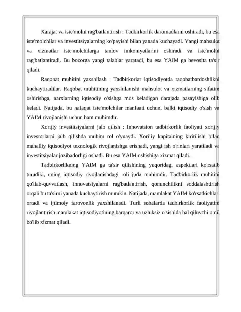TADBIRKORLIK FAOLIYATINING IQTISODIY RIVOJLANISHGA TA’SIRI 4
