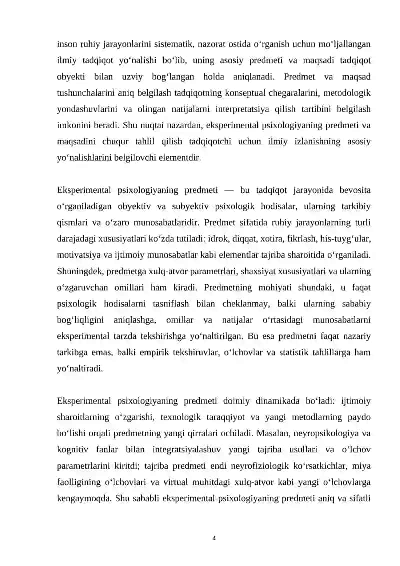 Eksperimental psixologik jarayonlar bosqichlari 4