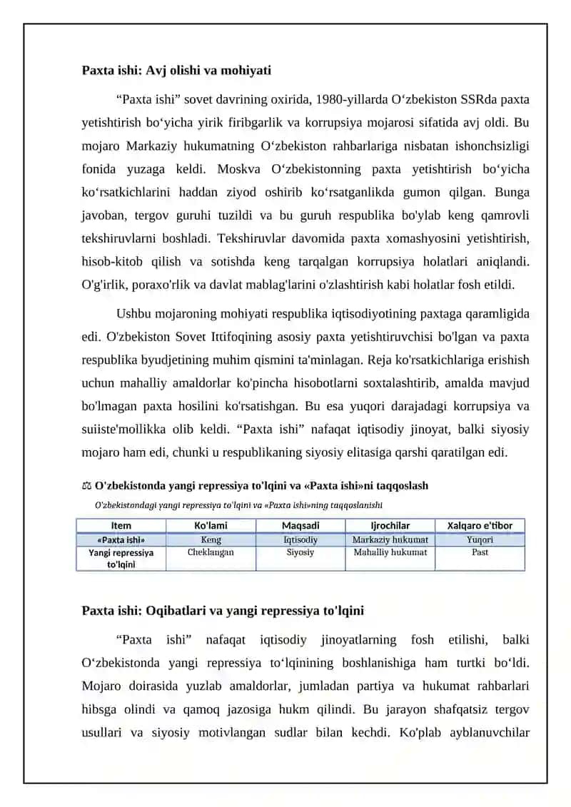 Paxta ishi va uning siyosatining yangi to'lqini 4