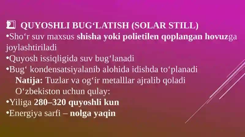 O'zberiston sharoitida sho'r suvlarini chuchuklashtirish go'yasini yaratish 4