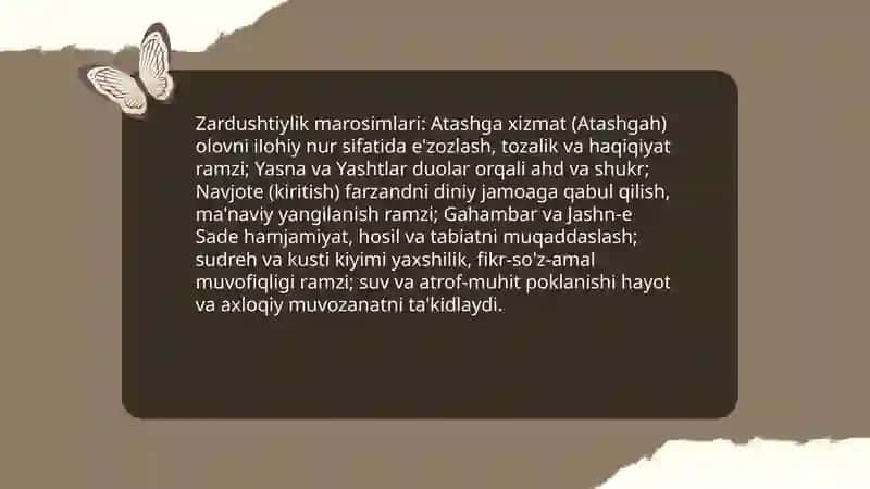 Zardushtiylik talimotida urf odat marosimlar manaviy axloqiy qarashlar 4
