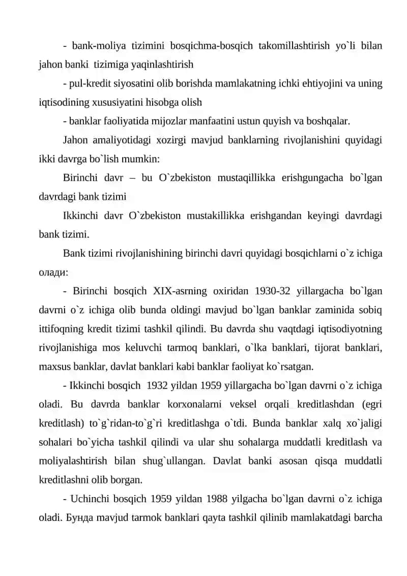 Banklar va ularning bozor iqtisodiyotidagi o’rni 4