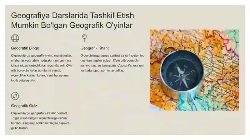 Geografiya Darslarida Geografik O'yinlardan Foydalanish 4