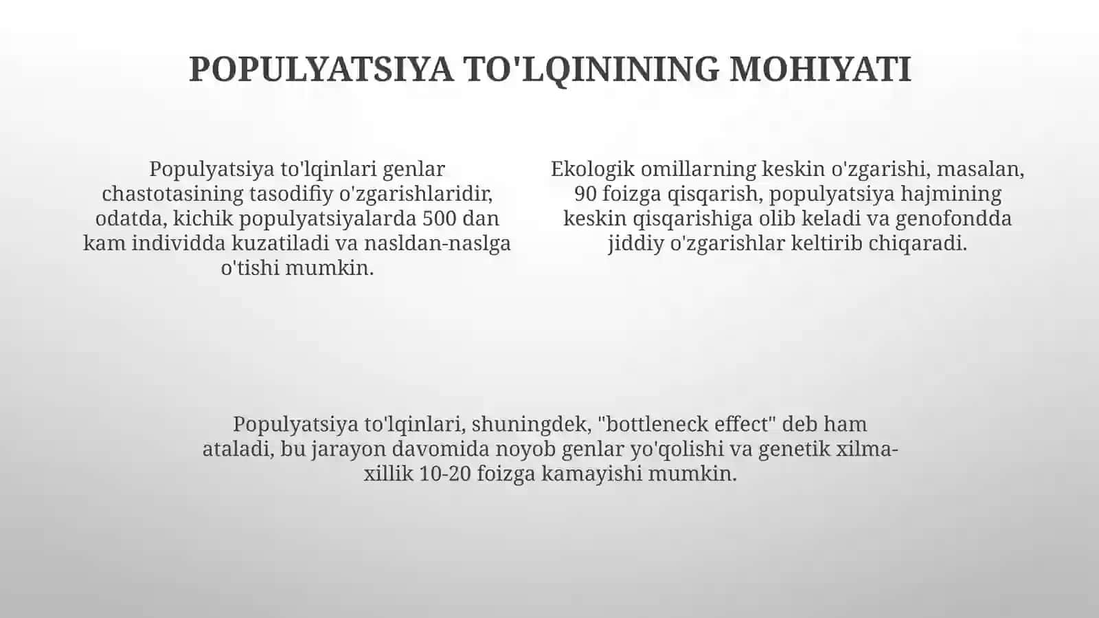 Mutatsion jarayon, populyatsiya to'lqini, alohida lanish 4