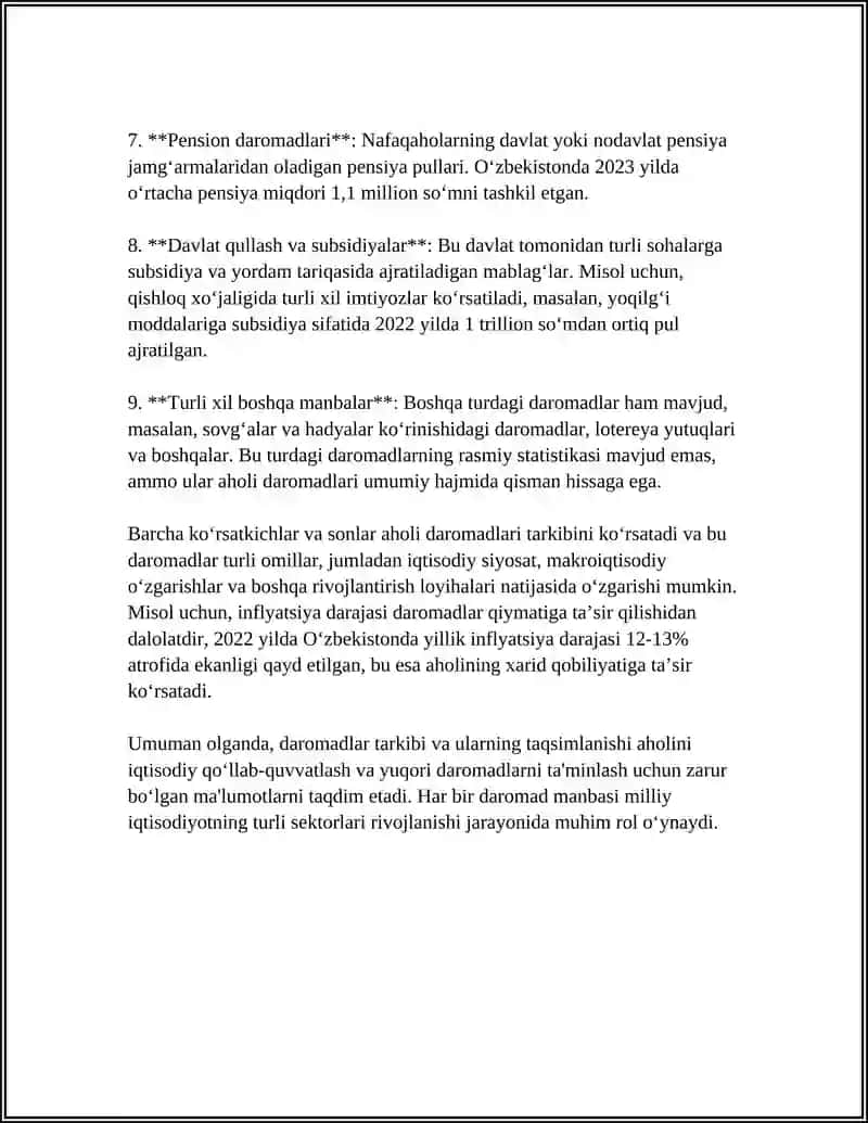 AHOLI DAROMADLARI VA DAVLATNING IJTIMOIY SIYOSATI 4