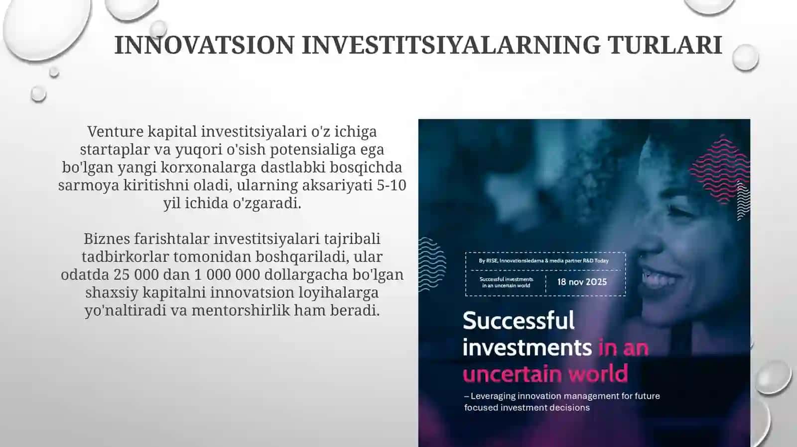 Innovatsiyalarga qaratilgan investitsiyalar 4