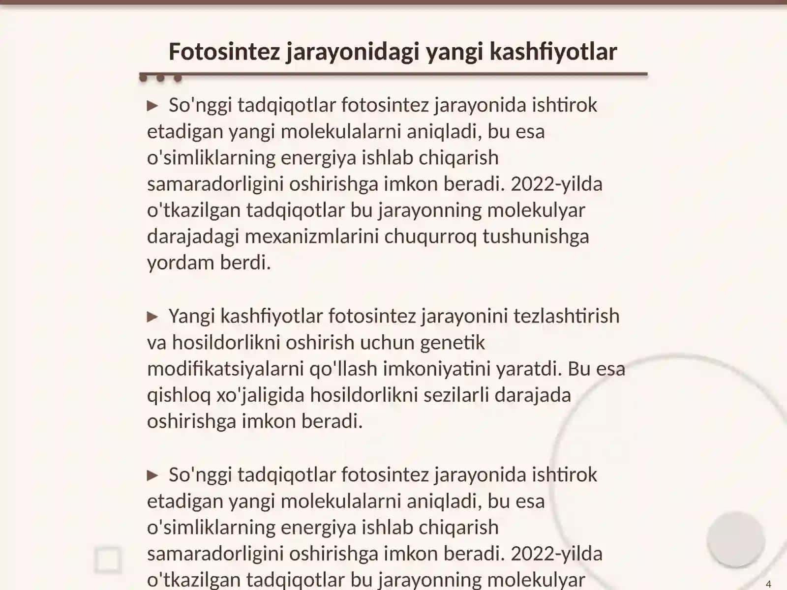 Oʻsimlik fiziologiyasi yuzasidan chet el ilmiy tadqiqotlar va ular haqida ilmiy maqolalarni tahlil etish 4