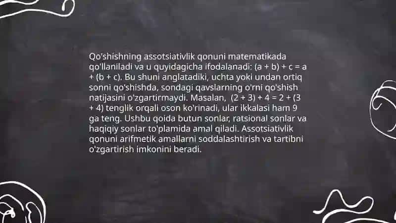 Nomanfiy butun sonlarni qo'shish va ko'paytirish amallarining aksiomatik ta'rifari. Qo'shish va ko'paytirish qonunlari 4