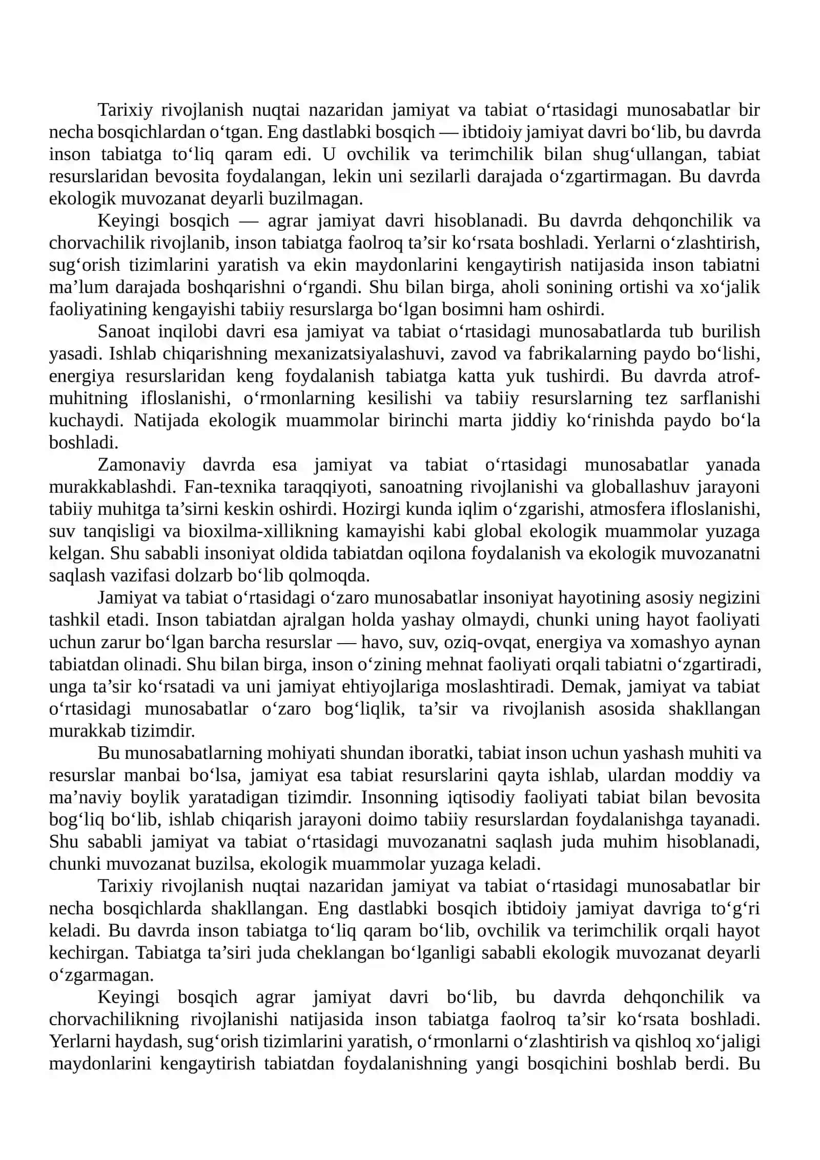 Jamiyat va tabiat ortasidagi ozaro munosabatlarni zamonaviy tushunchalari 4