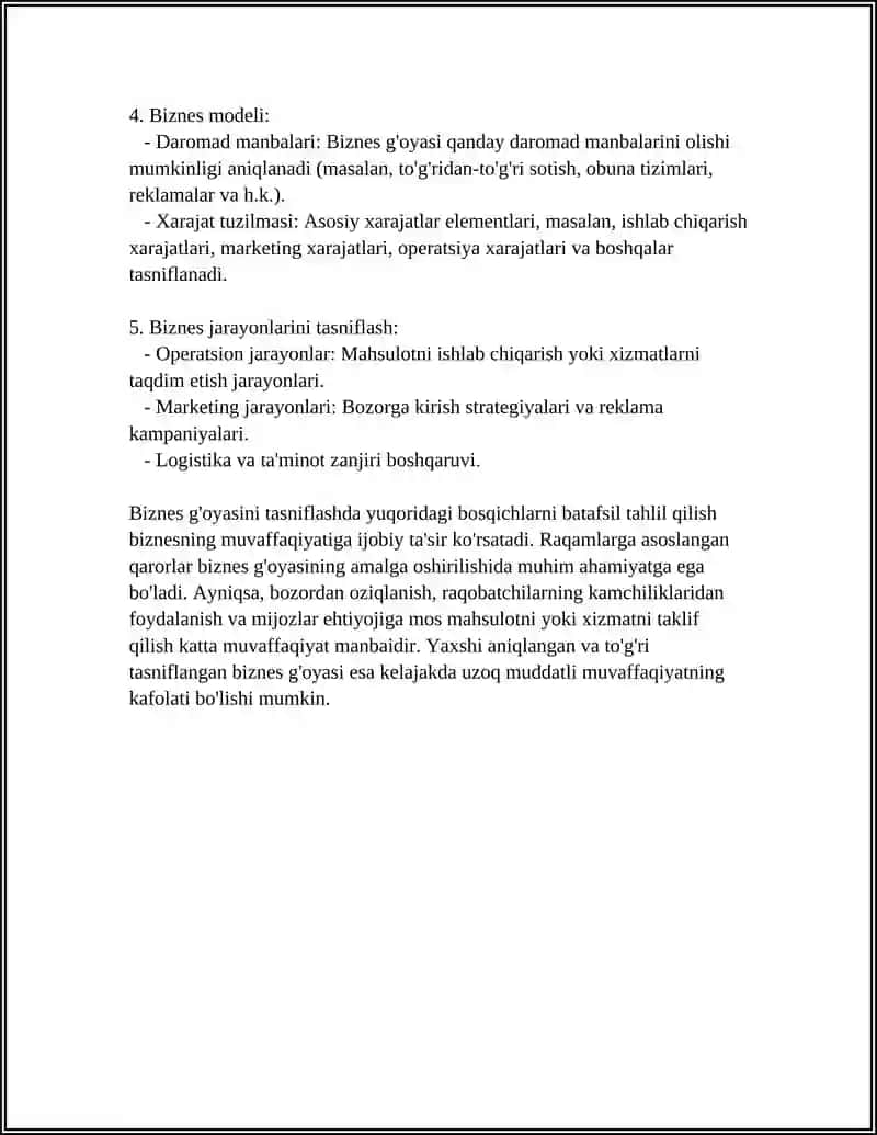 BIZNES G'OYADAN BIZNES MODELGA 4