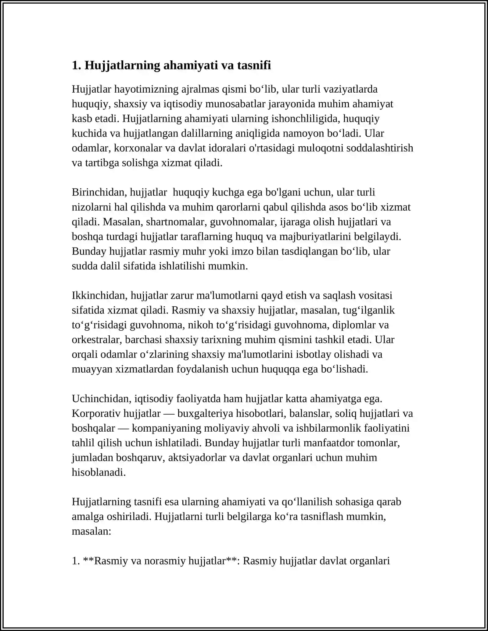 ISH HUJJATLARI VA ULARGA QO‘YILADIGAN ASOSIY TALABLAR 4