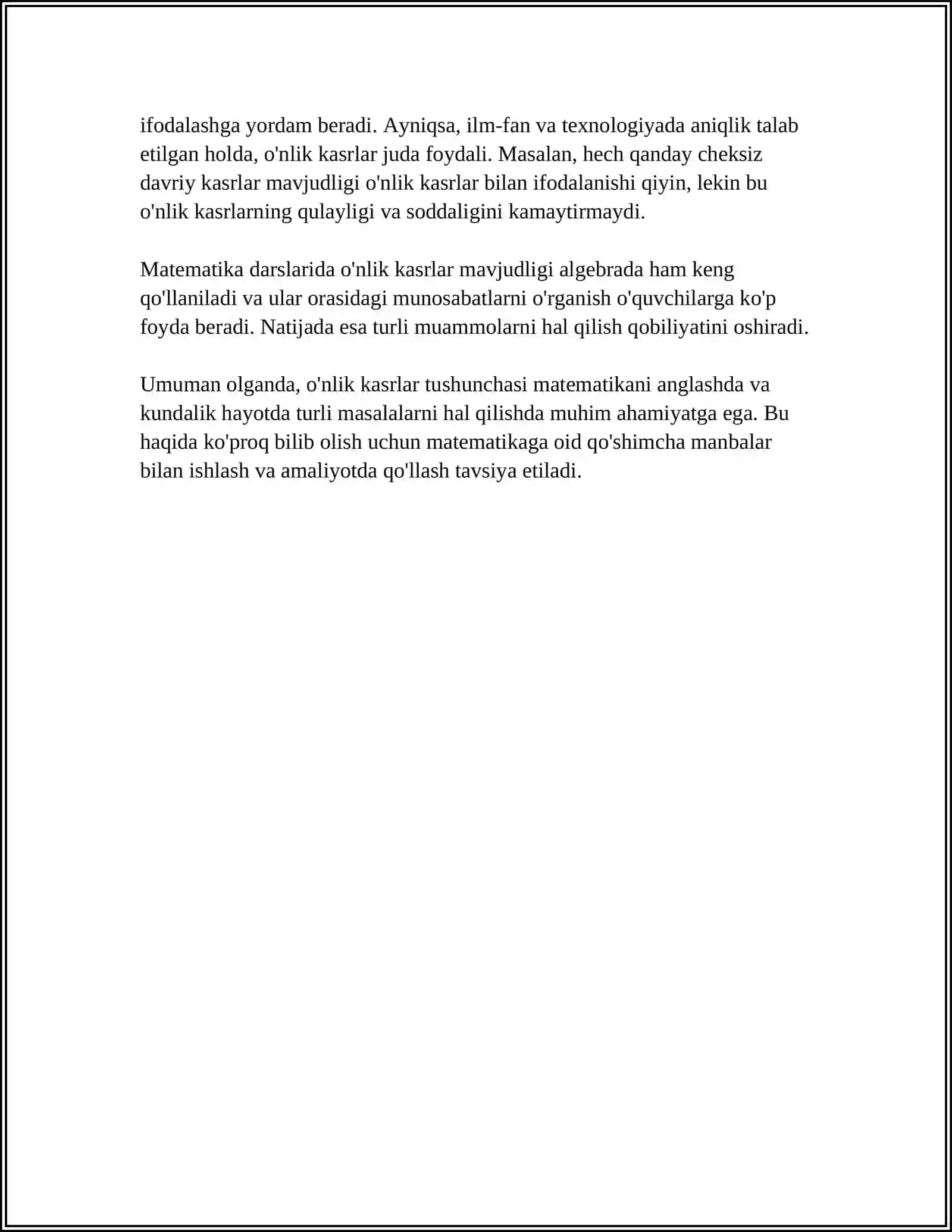 Ònlik kasrlar va ular ustida arifmetik amallarni bajarish algoritmi 4