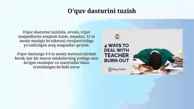 Musiqa mashgʻulotlarini tashkil etish va rejalashtirish 4