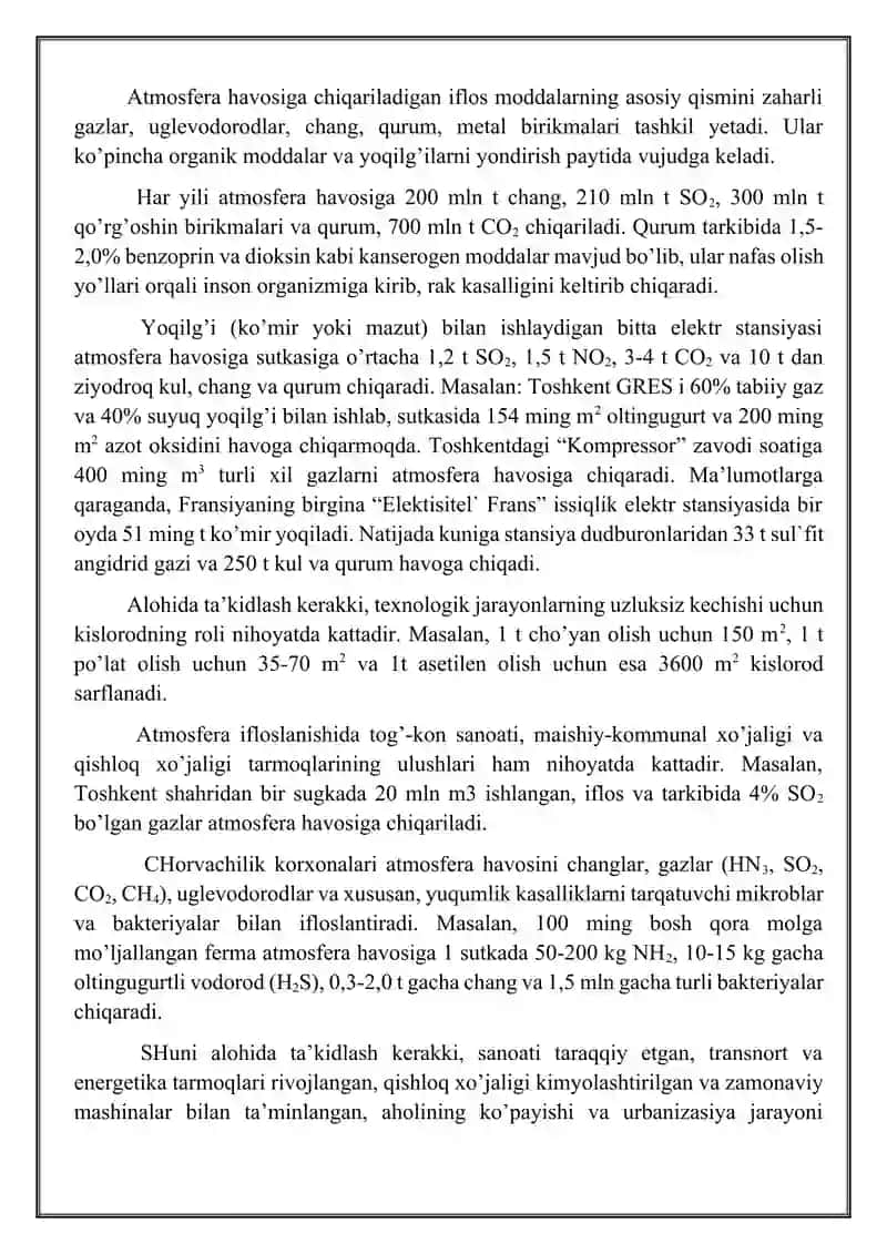 Atmosfera havosi va uni ifloslantiruvchi manbalar 4